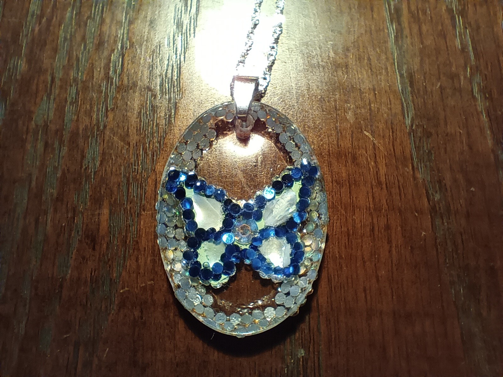 Crystal Butterfly Pendant Necklace, Reversible, Mother of Pearl – Perfect Gift!