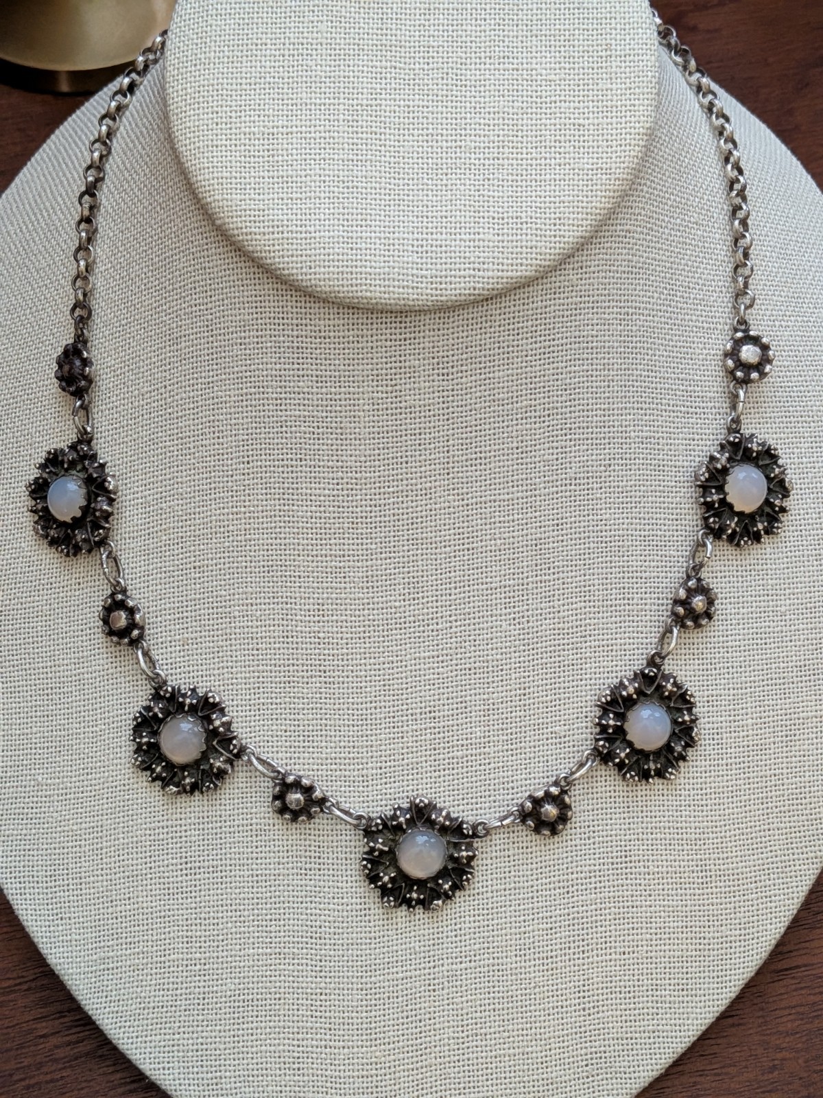 Vintage Modernist Dutch Silver Chalcedony Necklace from The Netherlands