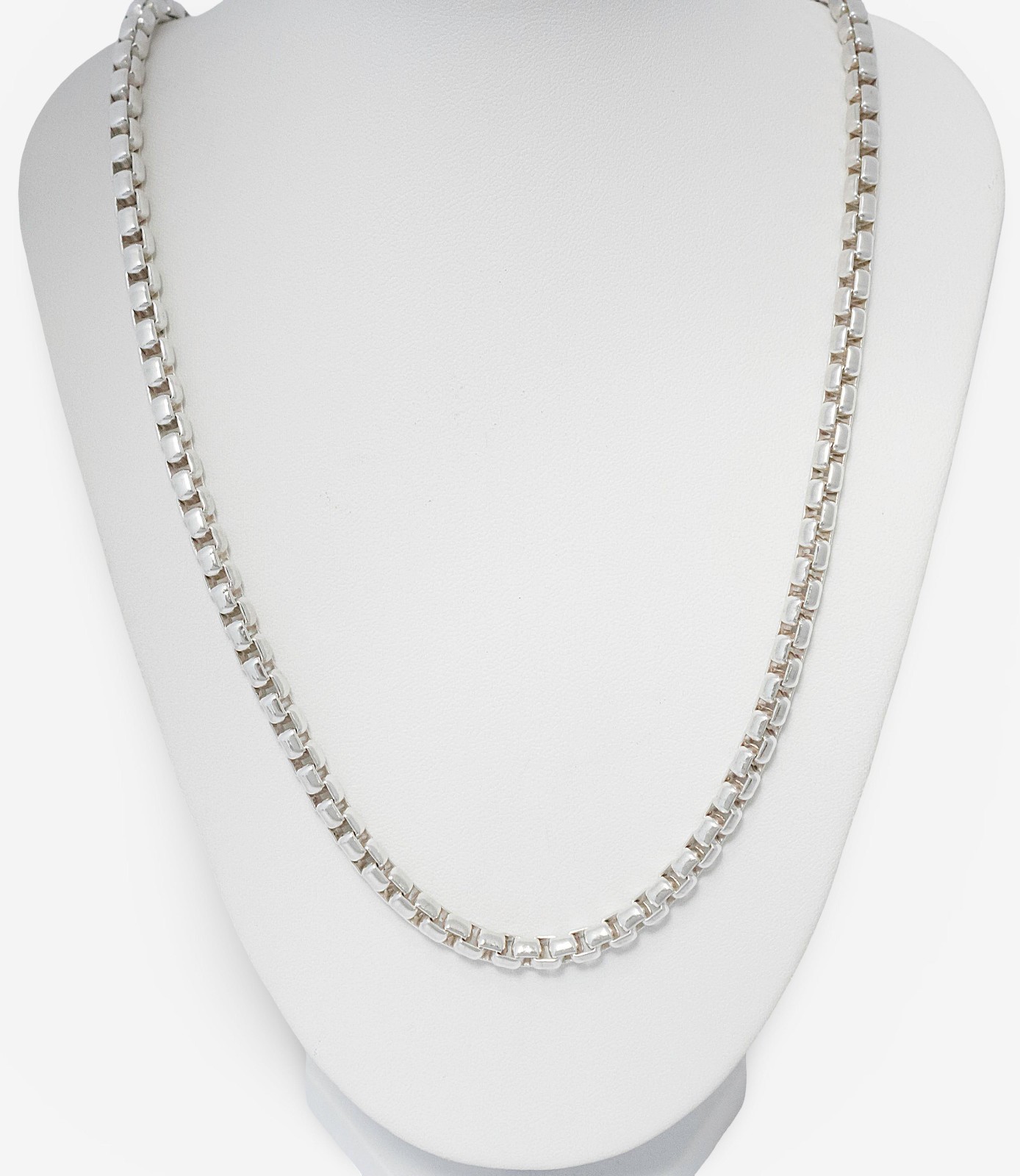 Solid Sterling Silver Box Link Chain Necklace, 30.0″ inch – 91.4 Grams