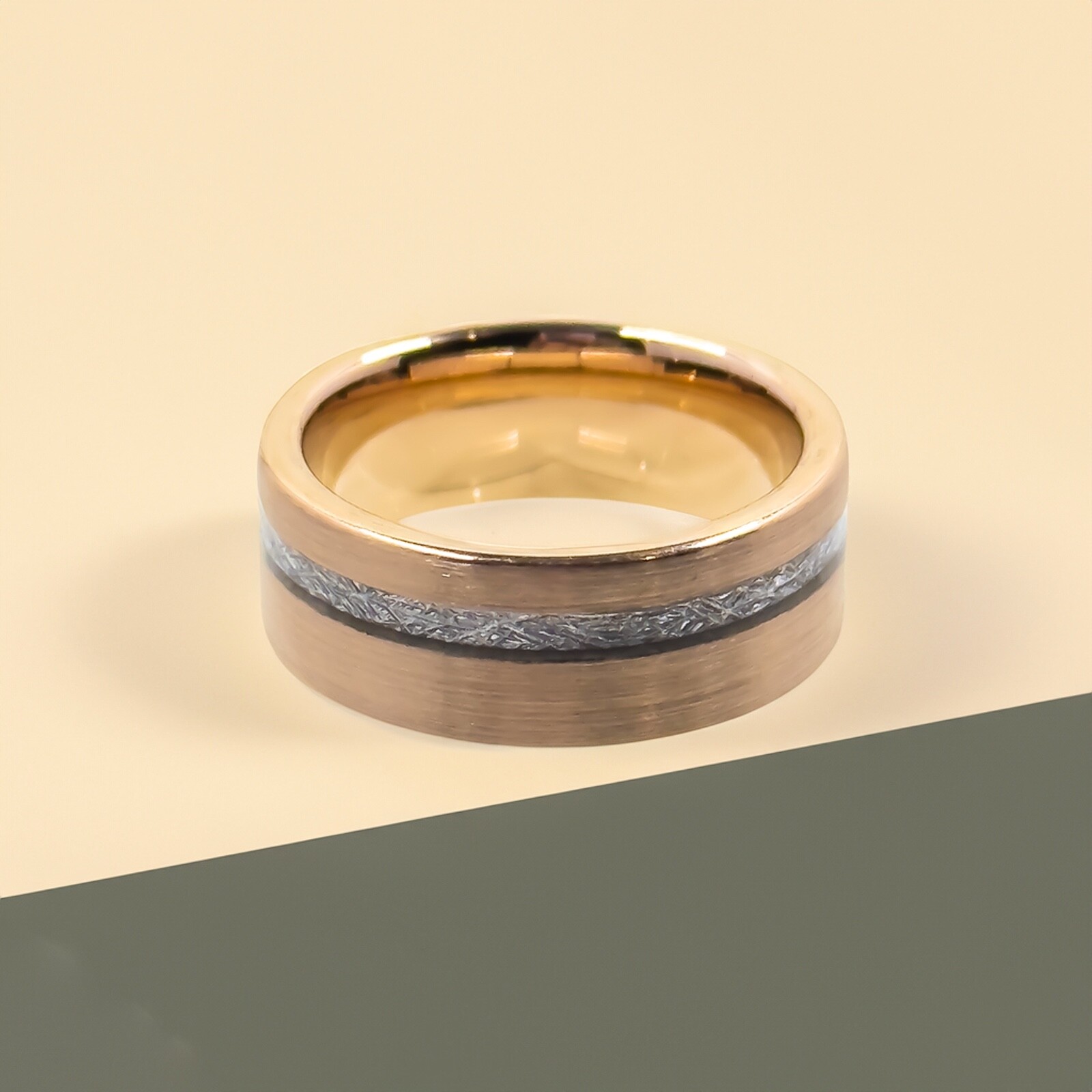 Tungsten Flat Edge Meteorite Ring – Silver, Gold, or Black – 6mm or 8mm