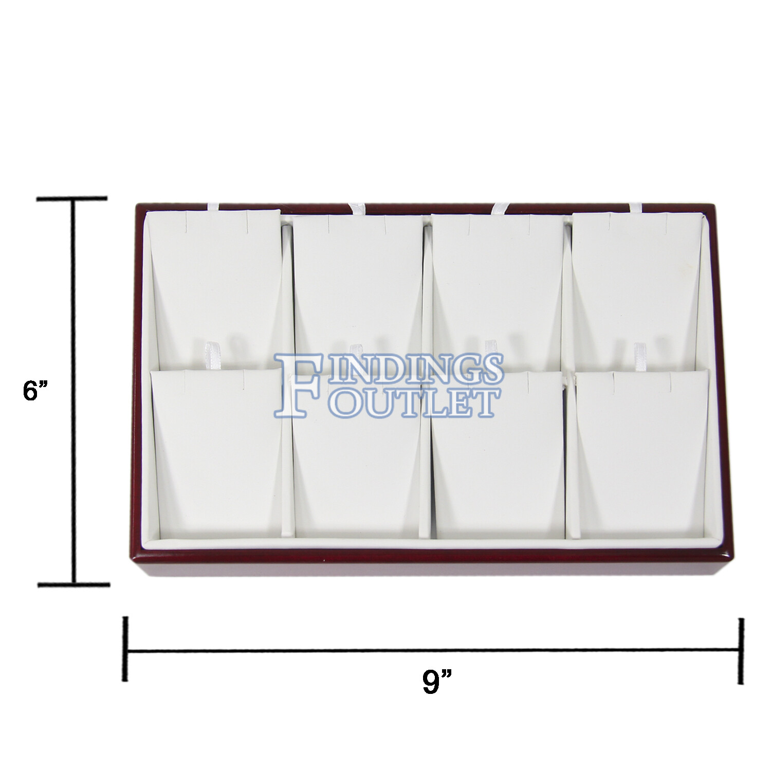 Rosewood White Faux Leather 8 Pendant Jewelry Display Holder Showcase Tray Stand