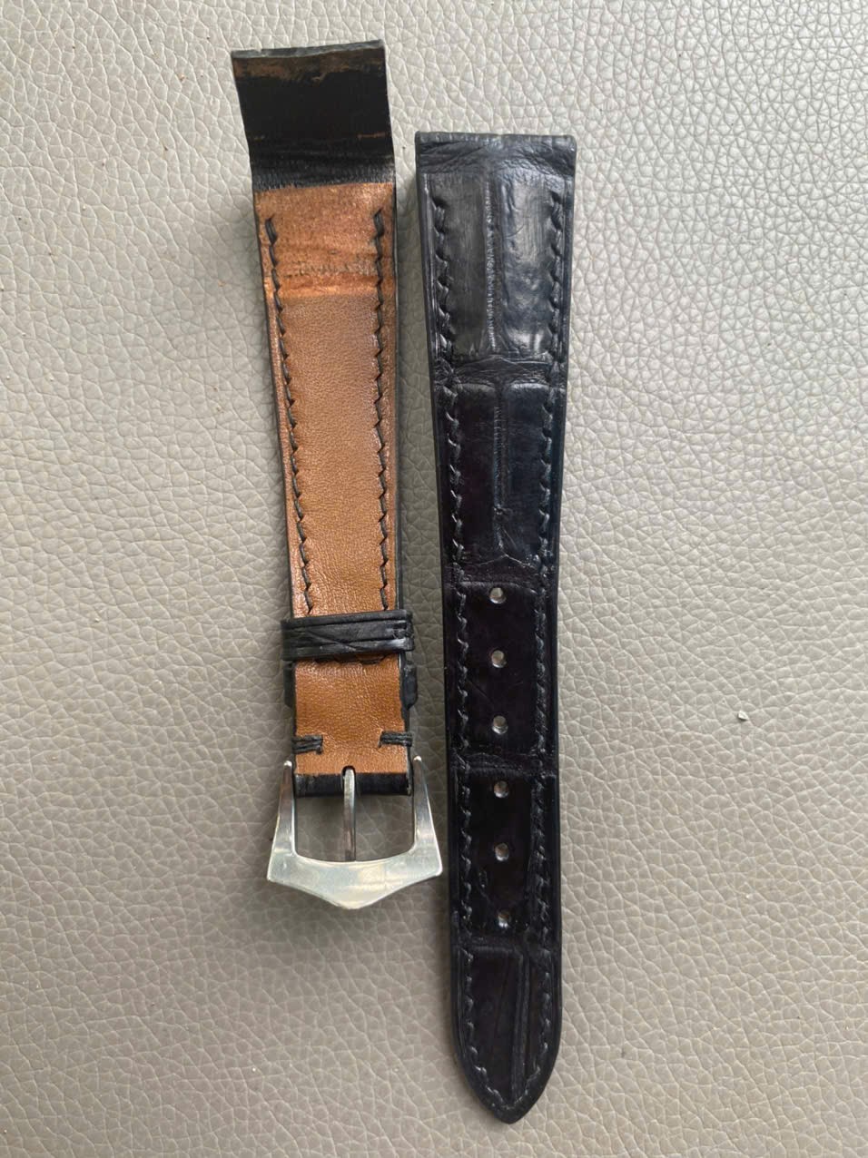 Custom Open Ended black Genuine Leather Watch Strap size12 13 14 15 16 17 18..26