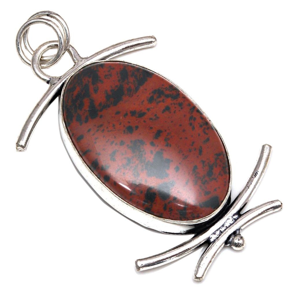 Pendant Mahogany Obsidian Gemstone Gift For Her Silver Jewelry 2.25″