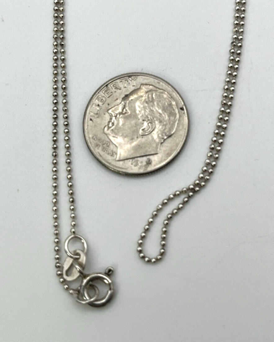 Petite Solid Sterling Silver 925 MICRO BEAD BALL 18 ” in. NECKLACE Mini