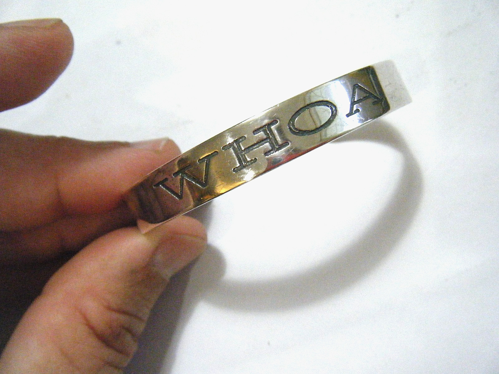 6.5″ Vintage H&H Solid Sterling Silver ( WHOA ) Cuff Bracelet 8mm Wide
