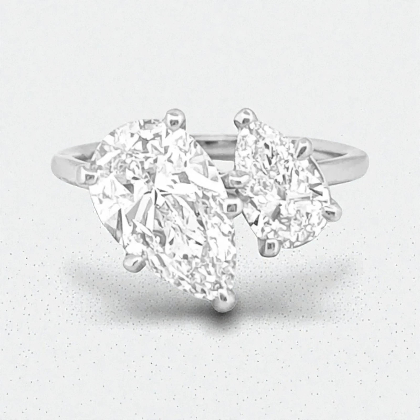 3.20CT Pear Cut Lab Created Toi et Moi Engagement Ring Set 14K White Gold