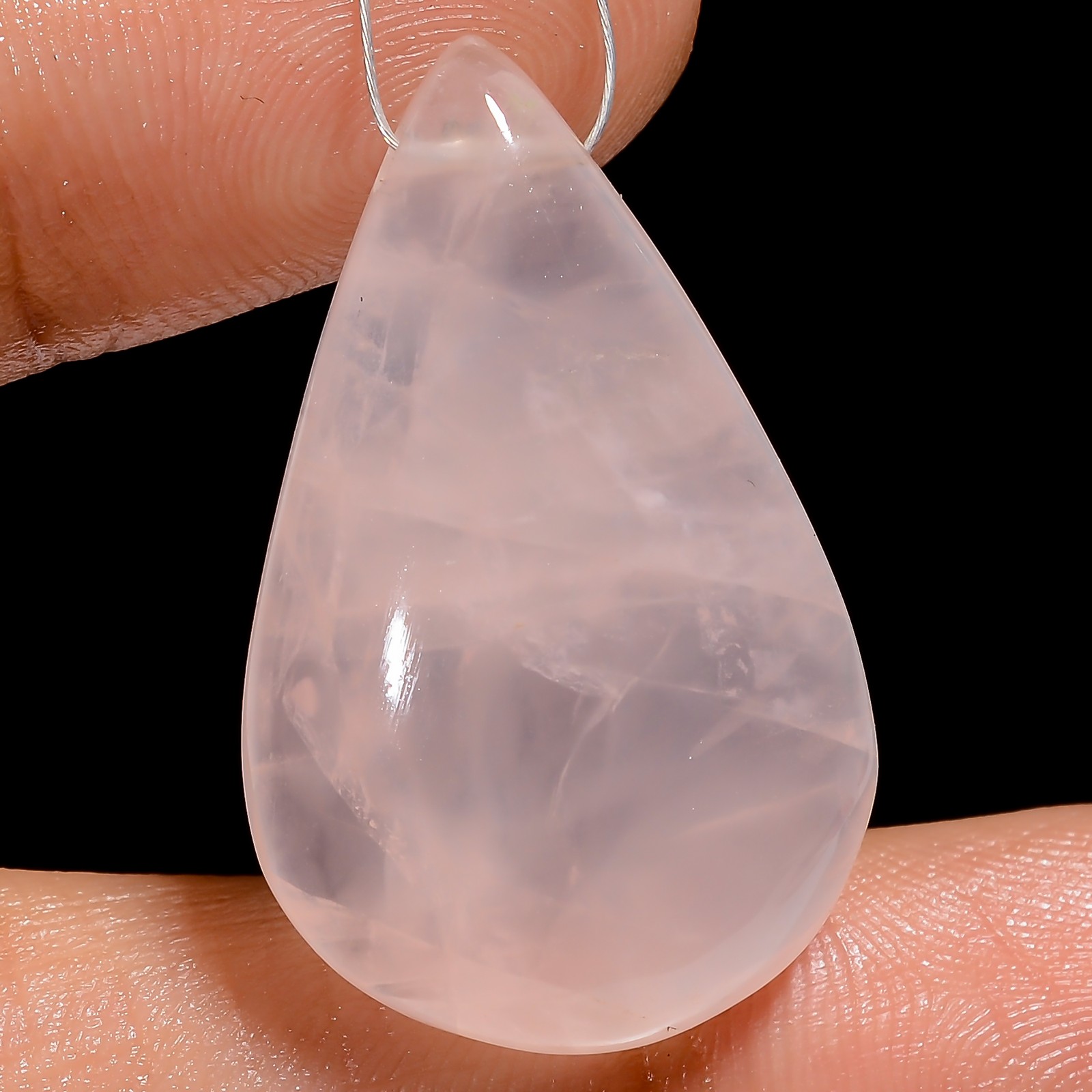100% Natural Rose Quartz Pear Cabochon Drilled Gemstone 33.5 Ct 30X18X7mm A34463