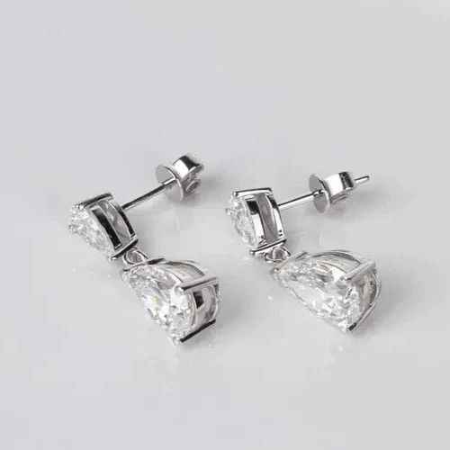 4 CT Pear F-VS1 Lab Grown Diamond Women Drop Dangle Earrings 14K White Gold