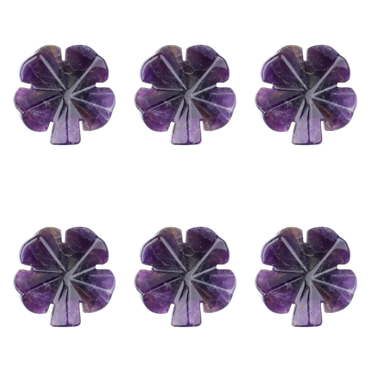 6PCS 28mm Four Leaf Clover Carving Gemstone Lucky Ornaments Home Decor Crafts