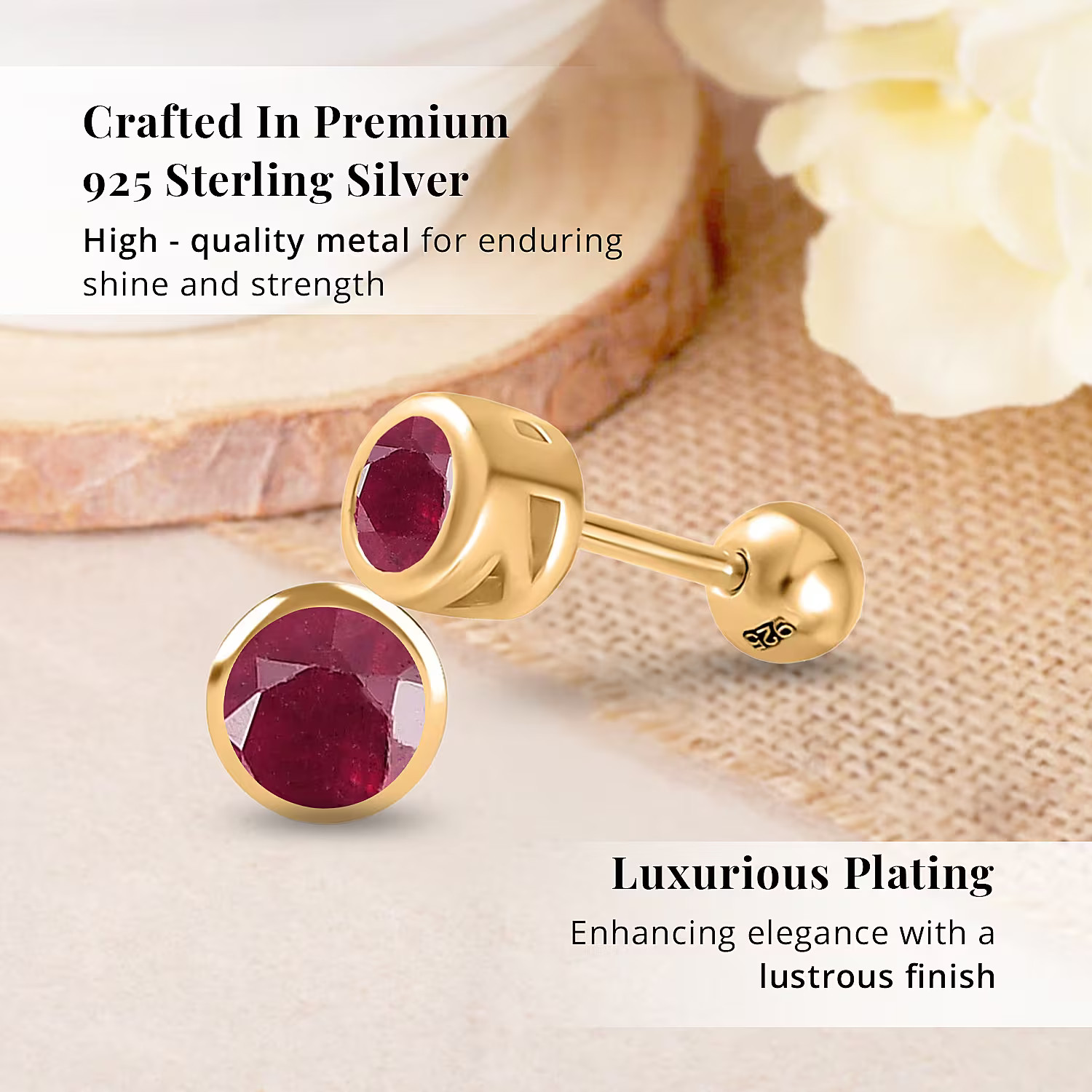 Poke Free 0.70 ctw Stud Earrings in 18K Vermeil Sterling Silver