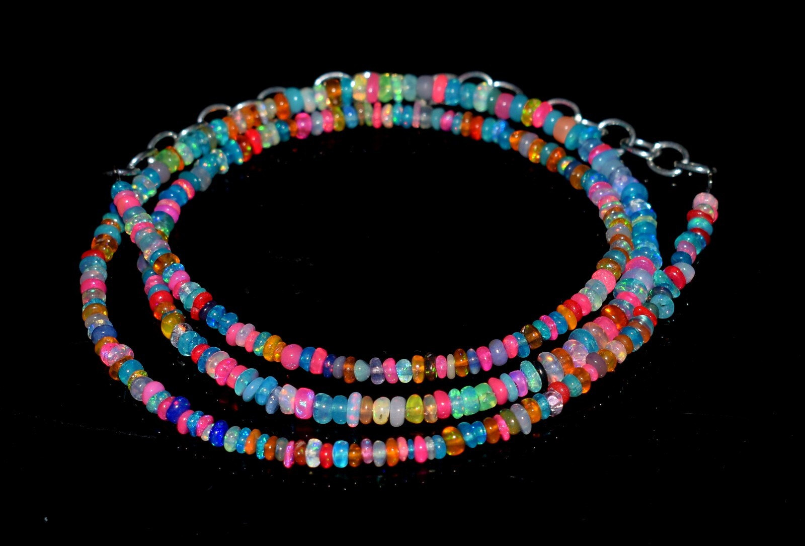 AAA+ Natural Ethiopian Opal Wello Fire Opal Gemstone Beads Necklace 16″ F3970
