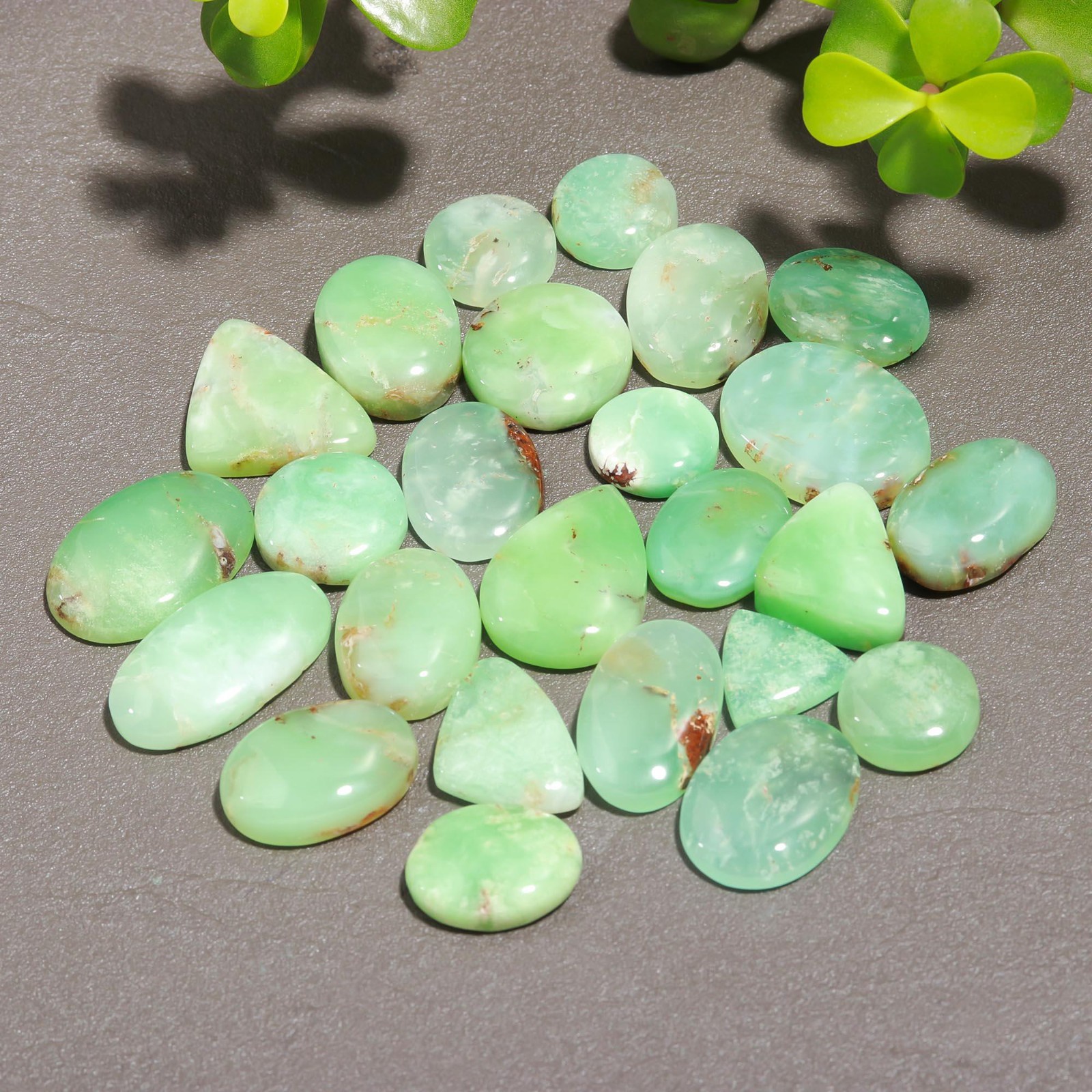 25 Pcs 245 Cts Natural Chrysoprase Cabochon Gemstone Lot 14×21-11×11 mm #R-12334