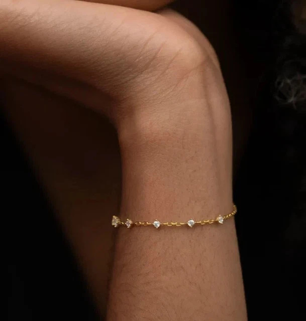 2Ct Round Cut Lab Created Diamond Women’s Tennis Bracelet 14K Yellow Gold Plated