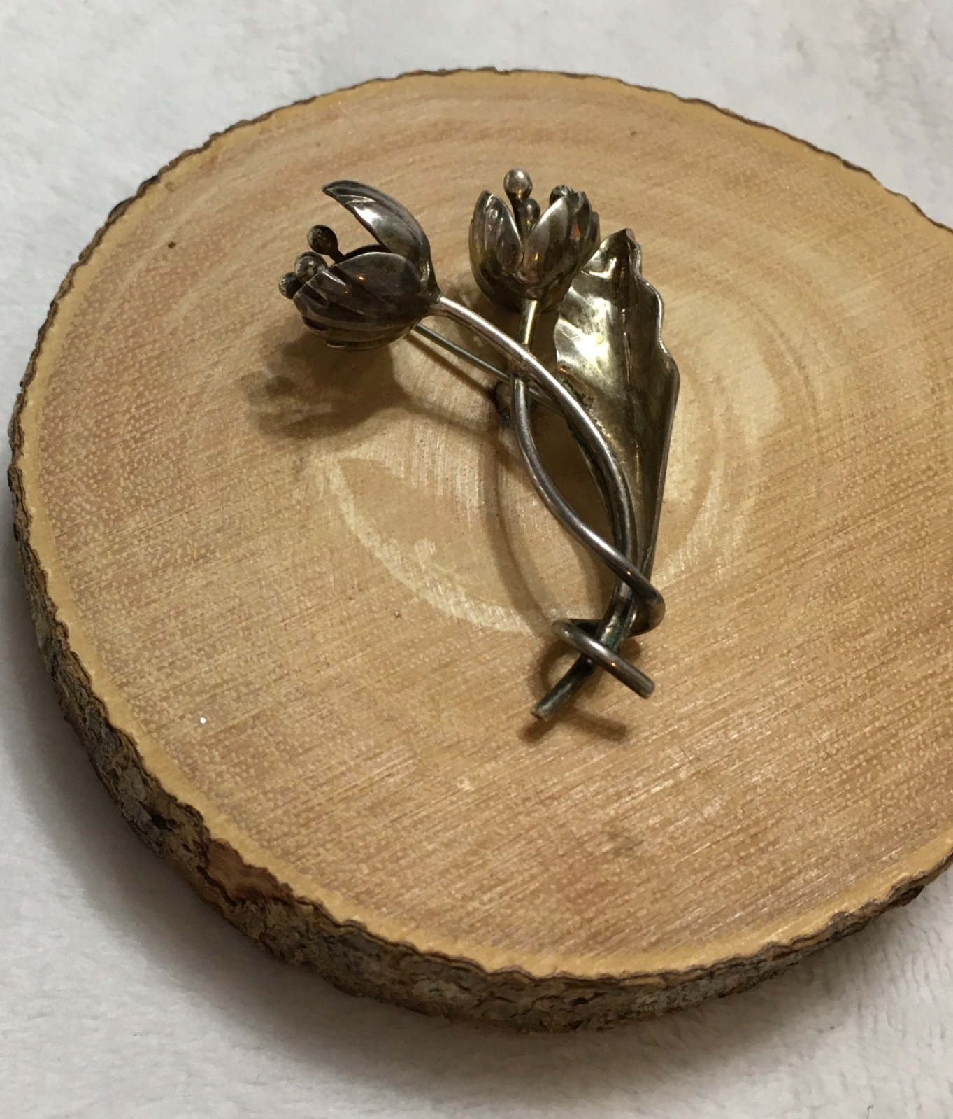 VTG Sterling Silver Flower Sculptured Artisan Brooch Pin SS-J-26