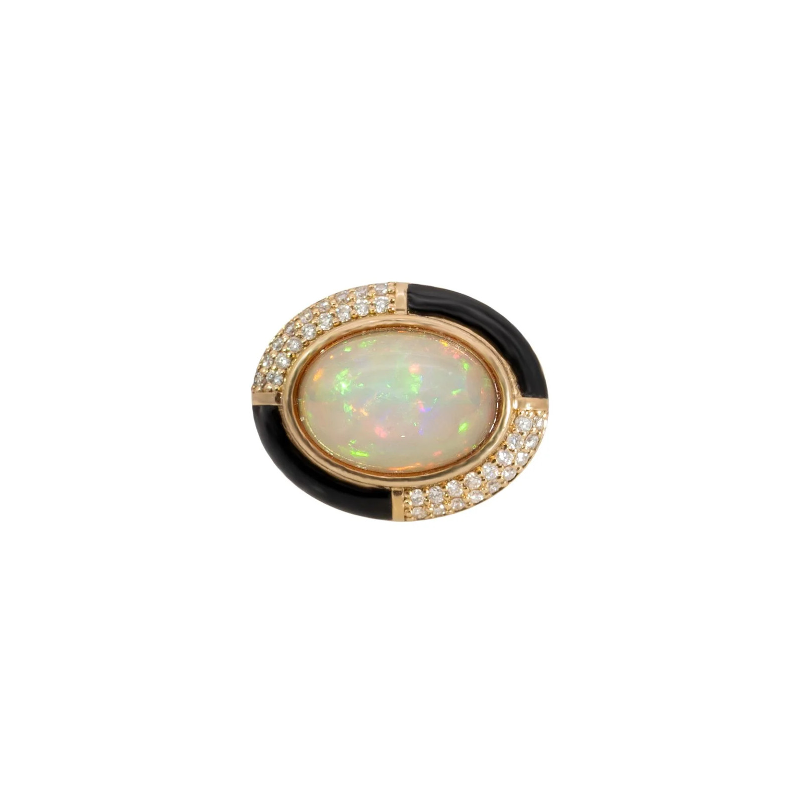5.37ct Ethiopian Opal Oval Ring Natural Diamond Accents Solid 14K Gold 14x10mm