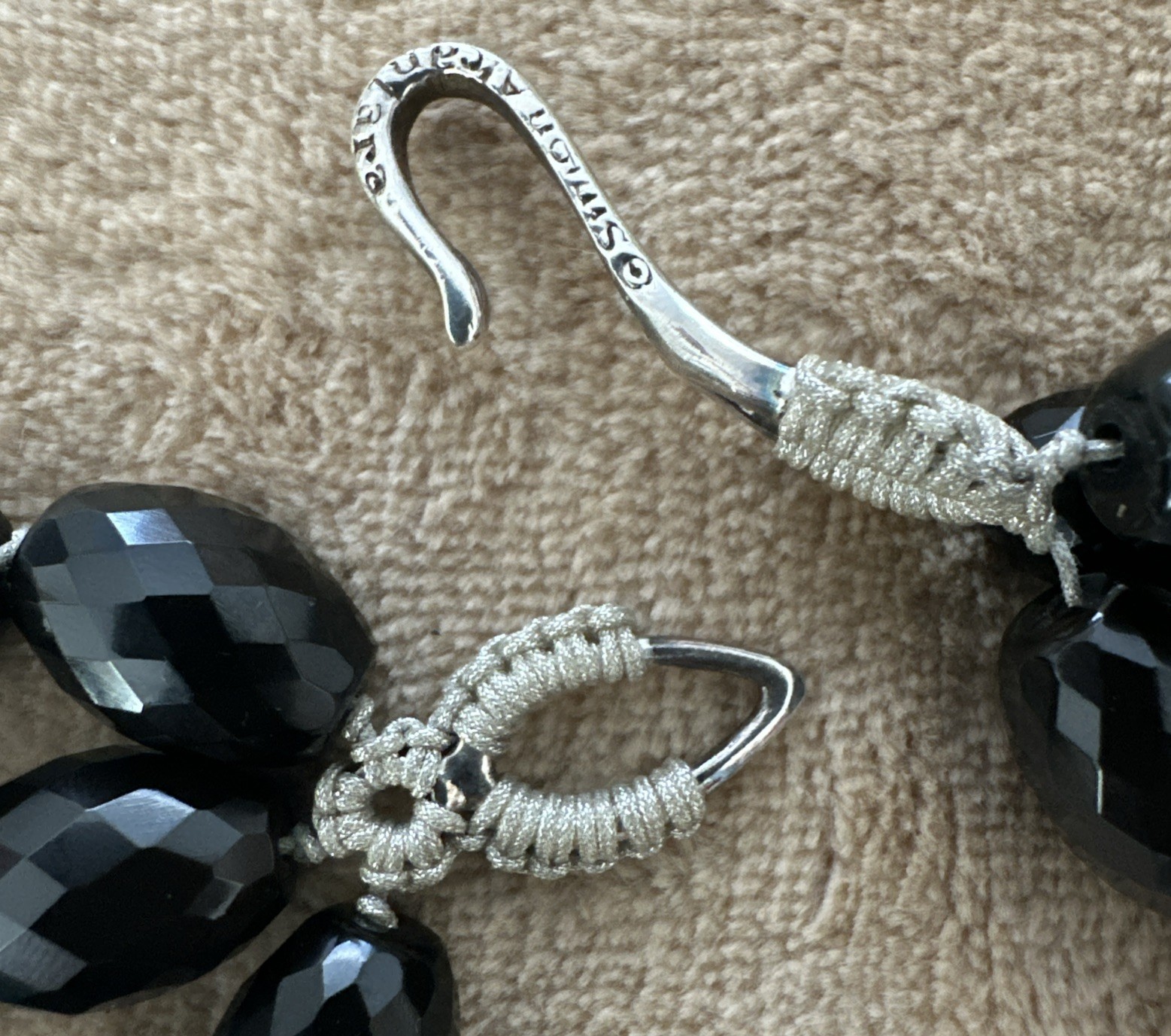 Simon Alcantara Faceted Black Bead Cube Quartz Clear Strand Statement Necklace