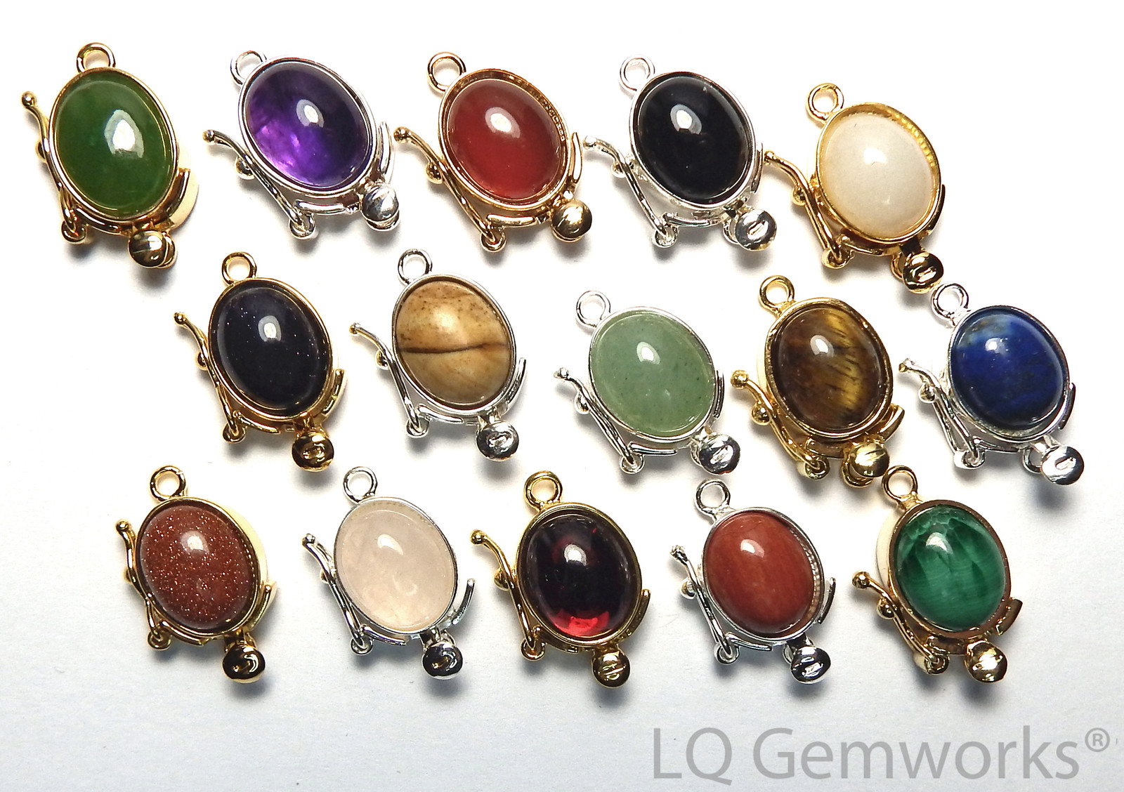 Gold Vermeil Stone 18mm Box Clasp CHOOSE STONE