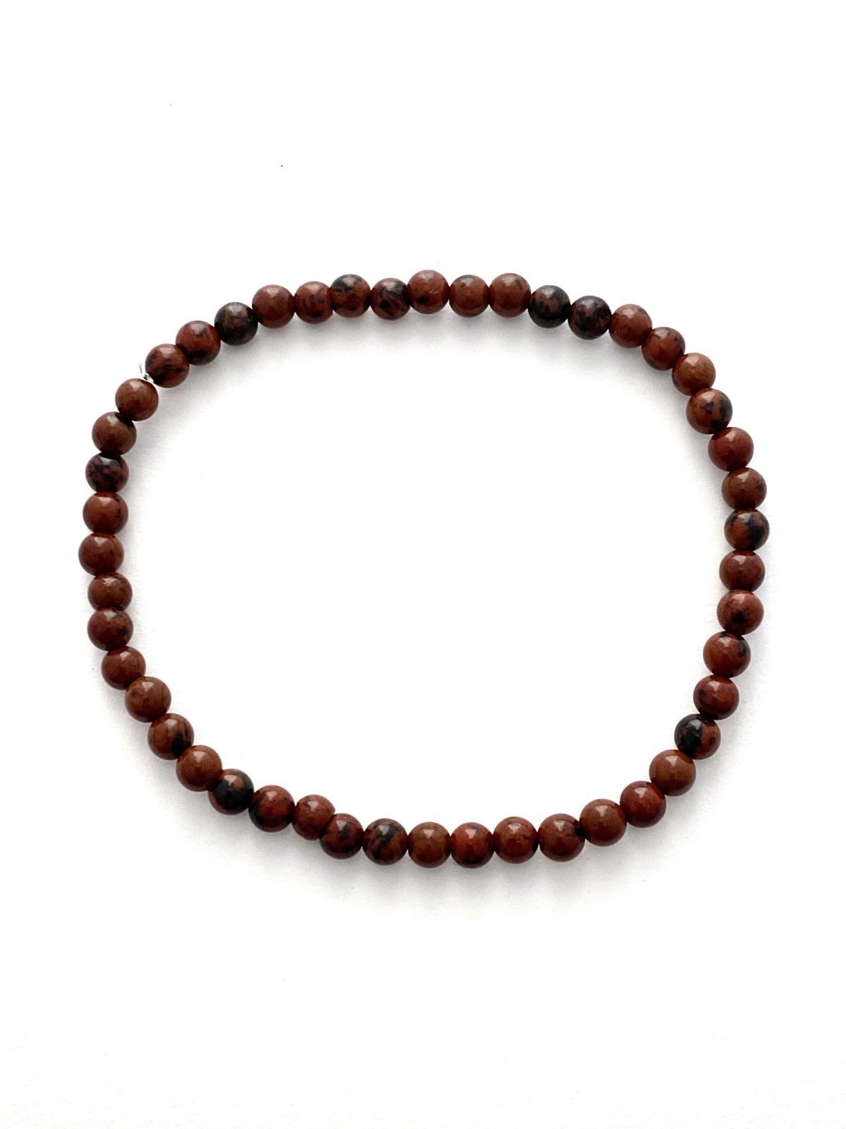 Natural Mahogany Obsidian 7.4″ 4mm Bead Bracelet w/Stretch Cord