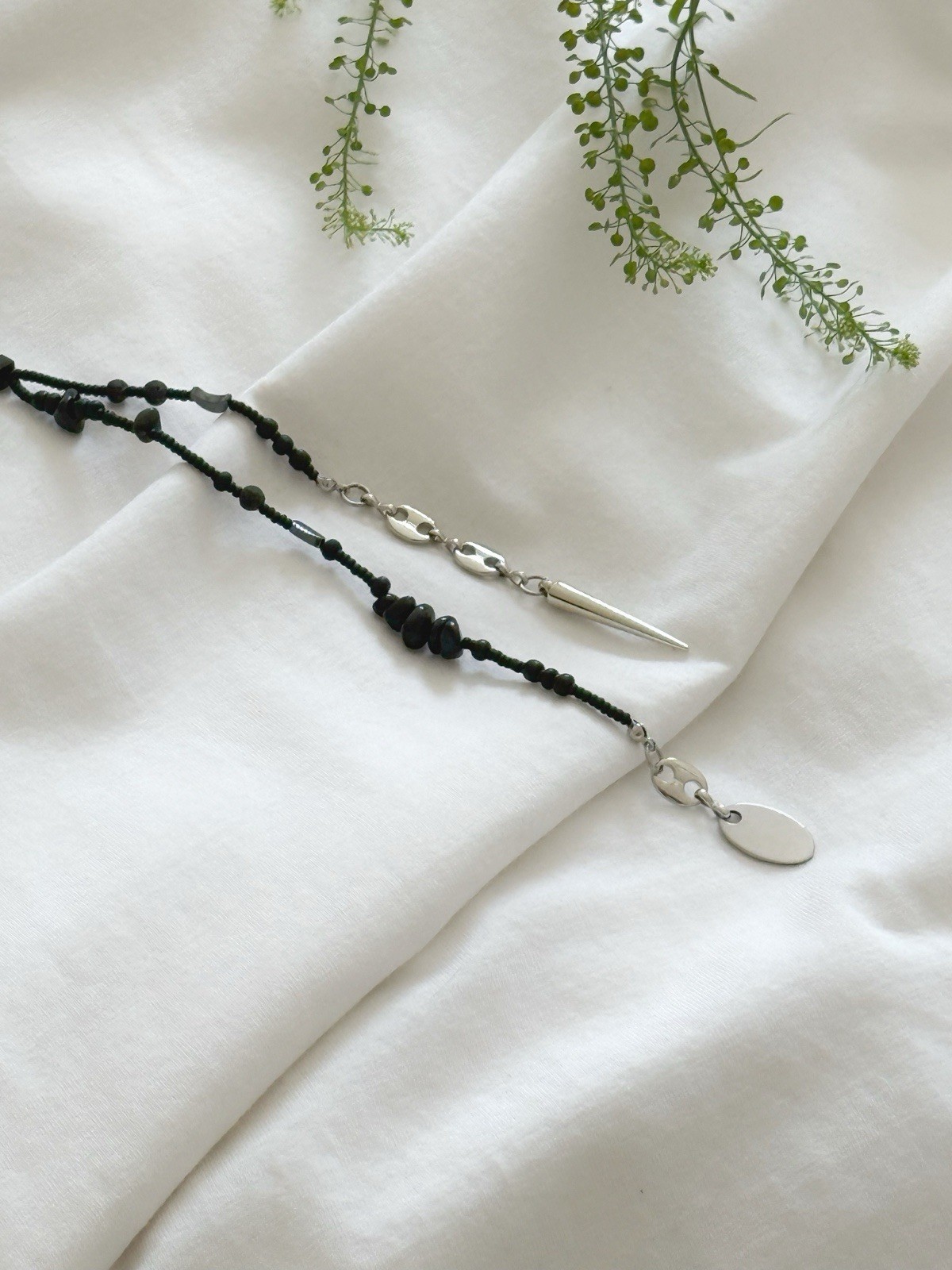 Everyday Black Handmade Necklace with Natural Stones – Agate, Lava & Hematite