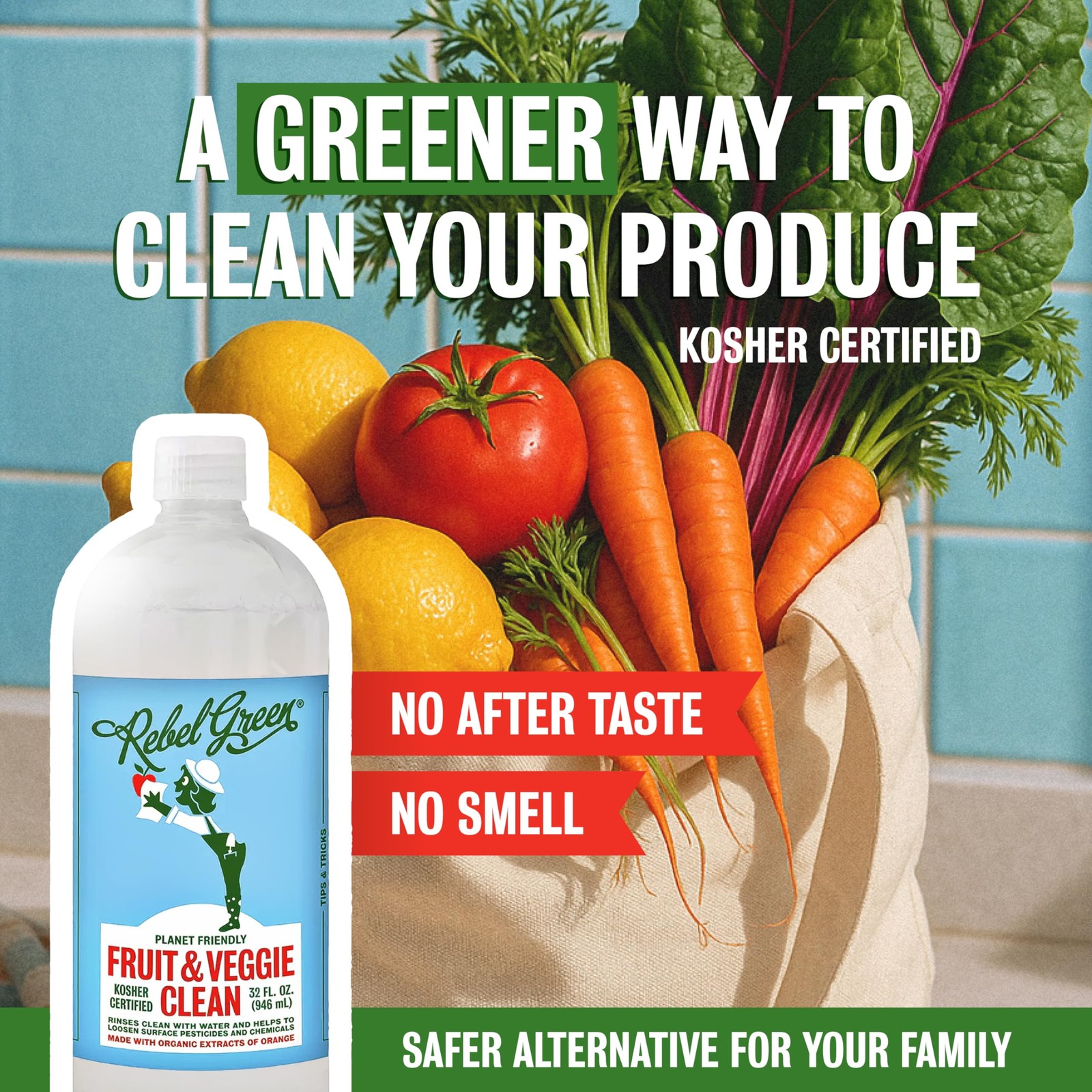Rebel Green Fruit & Veggie Clean – 128 Fl Oz (Pack of 1), No Color