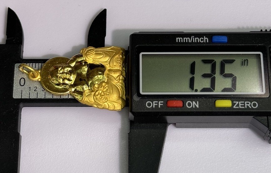 24K Solid Yellow Gold 3D Happy Lucky Buddha Charm/ Pendant, 13.11 Grams