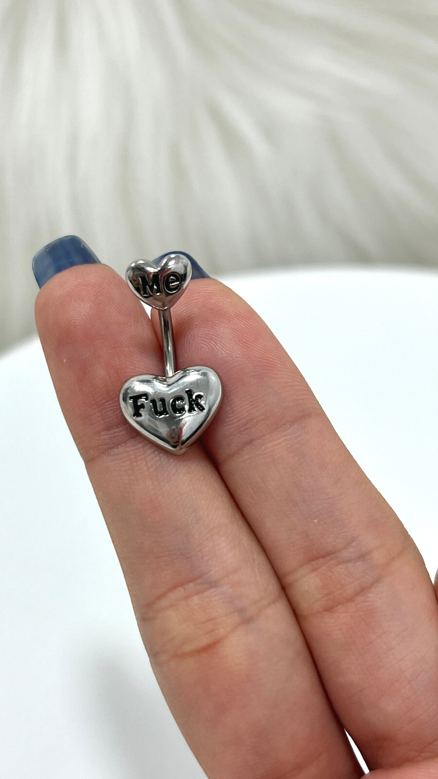 14g Belly Button Rings Heart Shap Barbell Navel Ring Cum Here CZ Navel Piercings