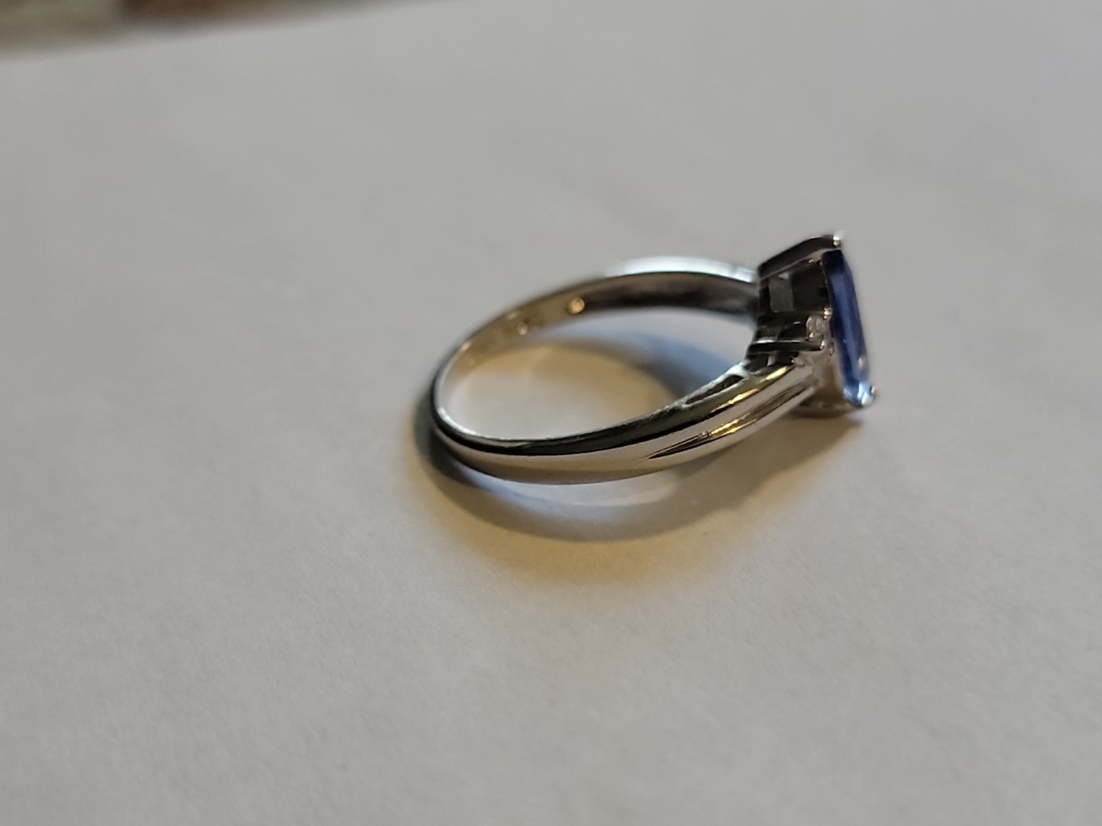Marquis Tanzanite Engagement Ring Diamonds 2.38 Grams Sterling 925 Silver Size 8