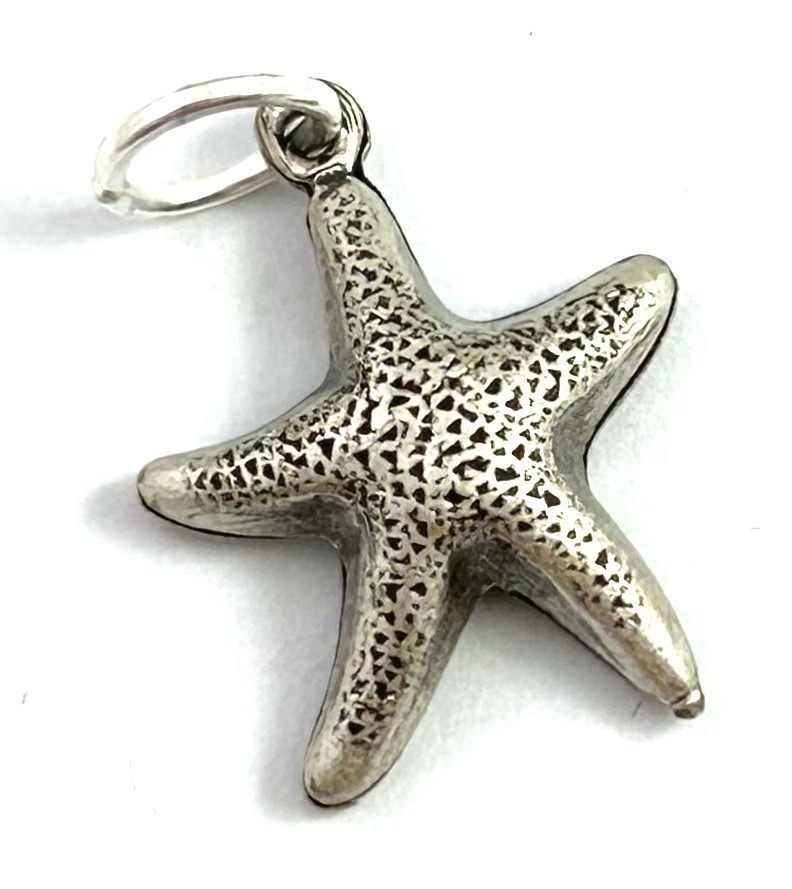 Starfish Charm Sea Star Nautical Pendant Silver Plated Brass Antiqued