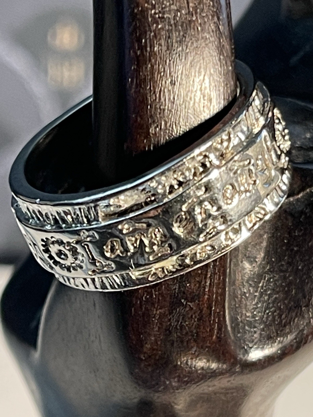 Vintage Sterling Ring Engraved I Am Enough/Spinner/Fidget size 11 / great gift!
