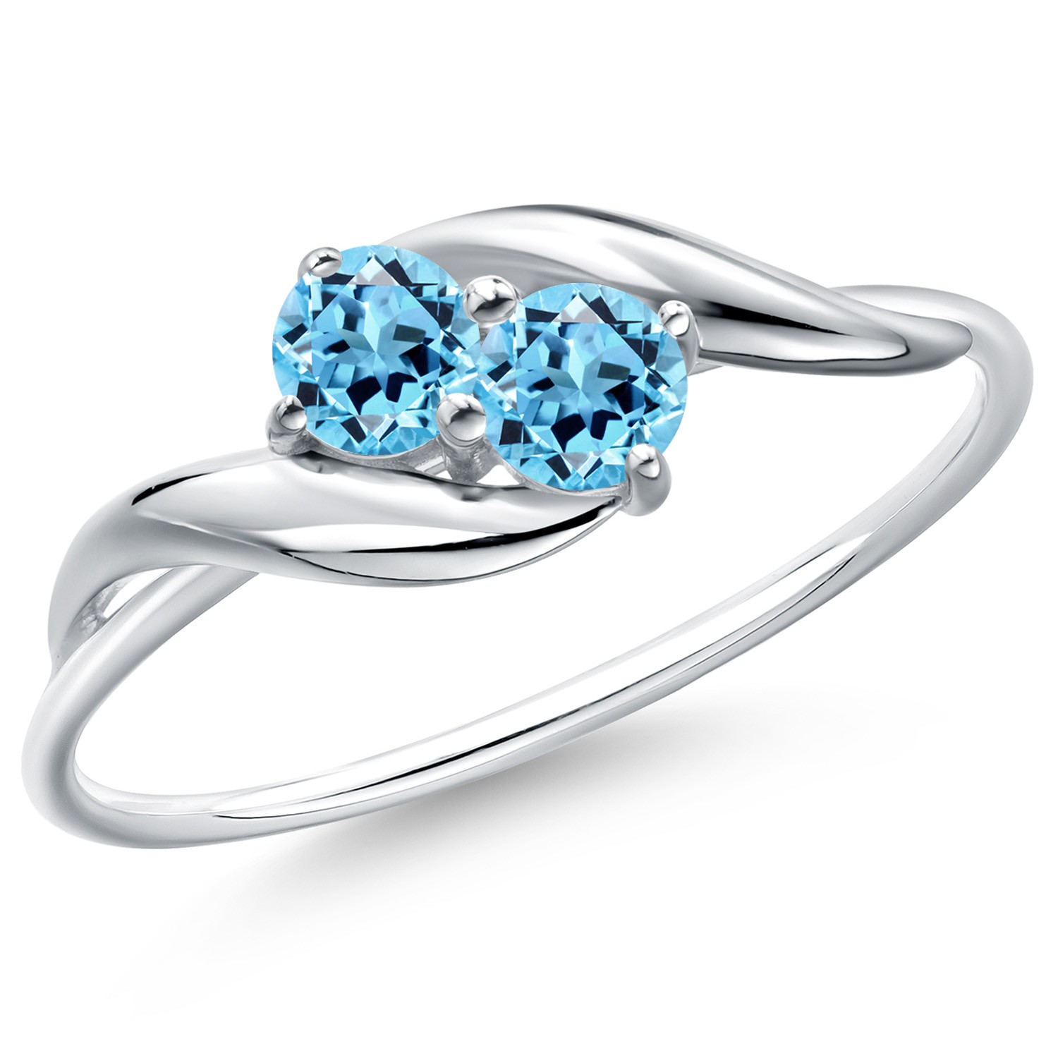 0.40 Ct Round Swiss Blue Topaz 10K White Gold Ring