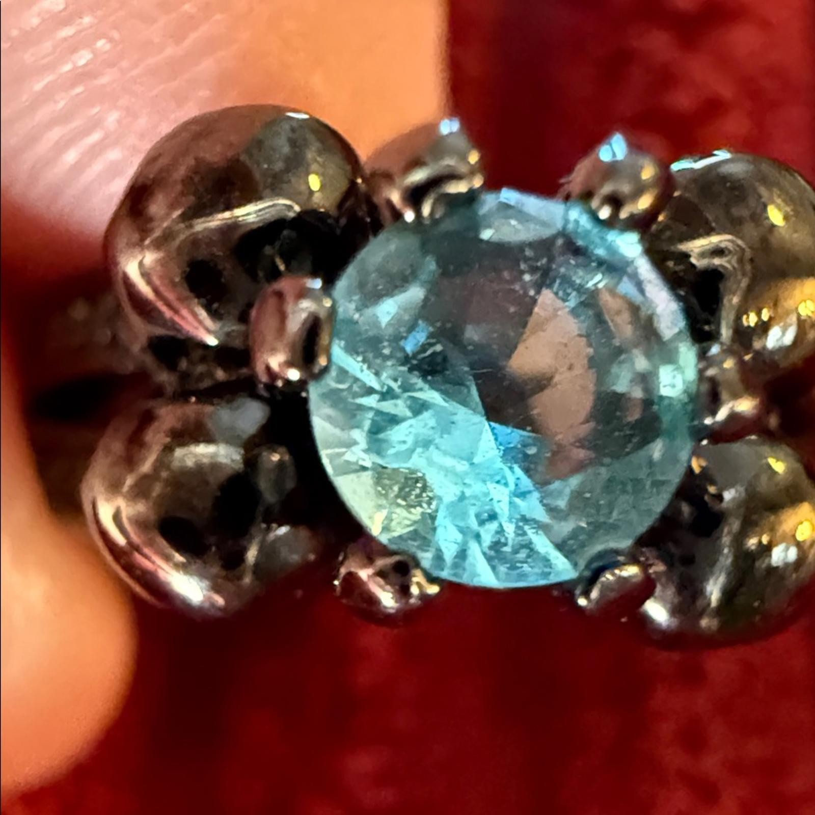 10K Black Gold Blue Gemstone Ring