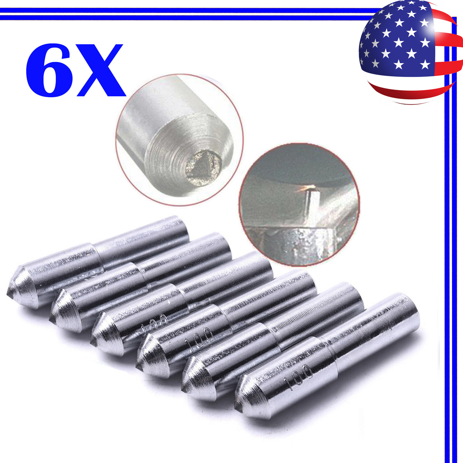 6pc Diamond Dresser Set – Single Point Grinding Wheel Dresser Tool with Tapered