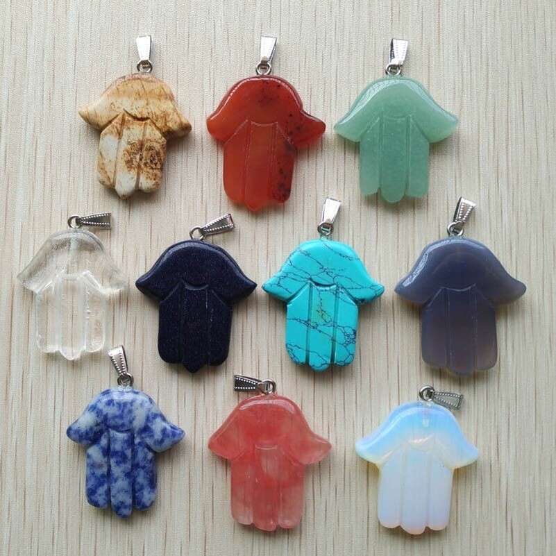 Fashion Assorted Natural Stone Hand Palm Charms Pendants 10pcs/lot Wholesale