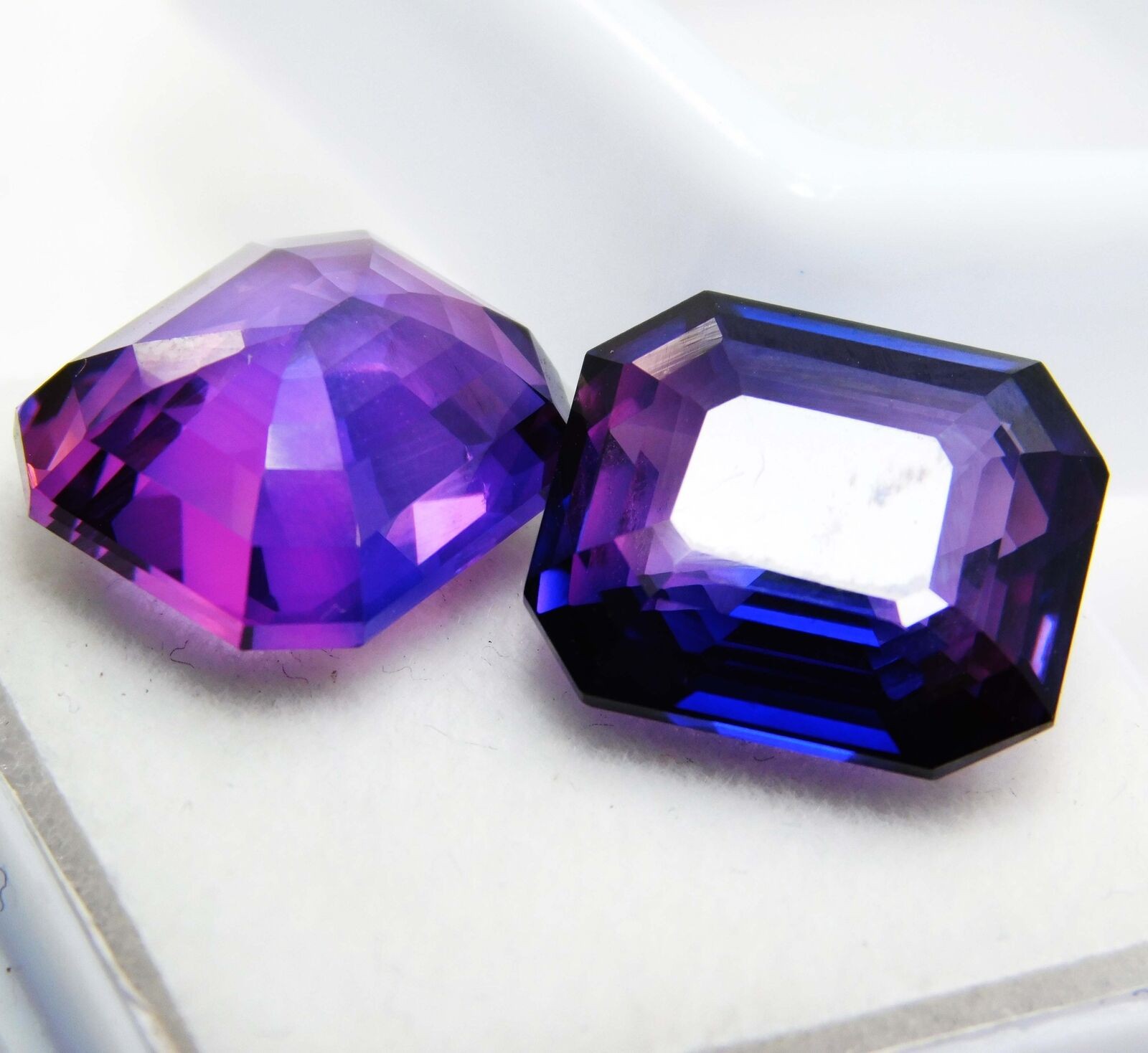 21.25 Ct NATURAL EMERALD Cut Purple TANZANITE Stone CERTIFIED Gemstone Pair