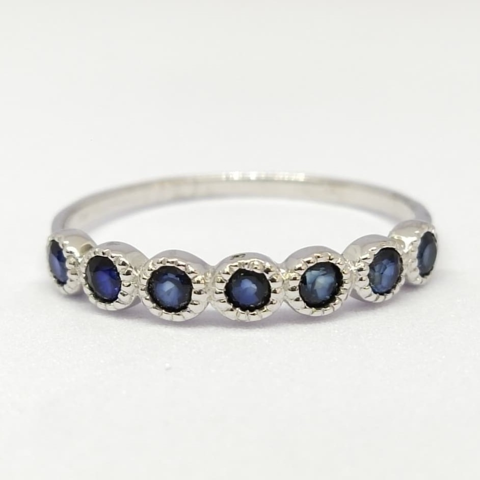Natural Sapphire Diffusion 925 Sterling Silver 22x4mm Round Ring Royal Blue 9
