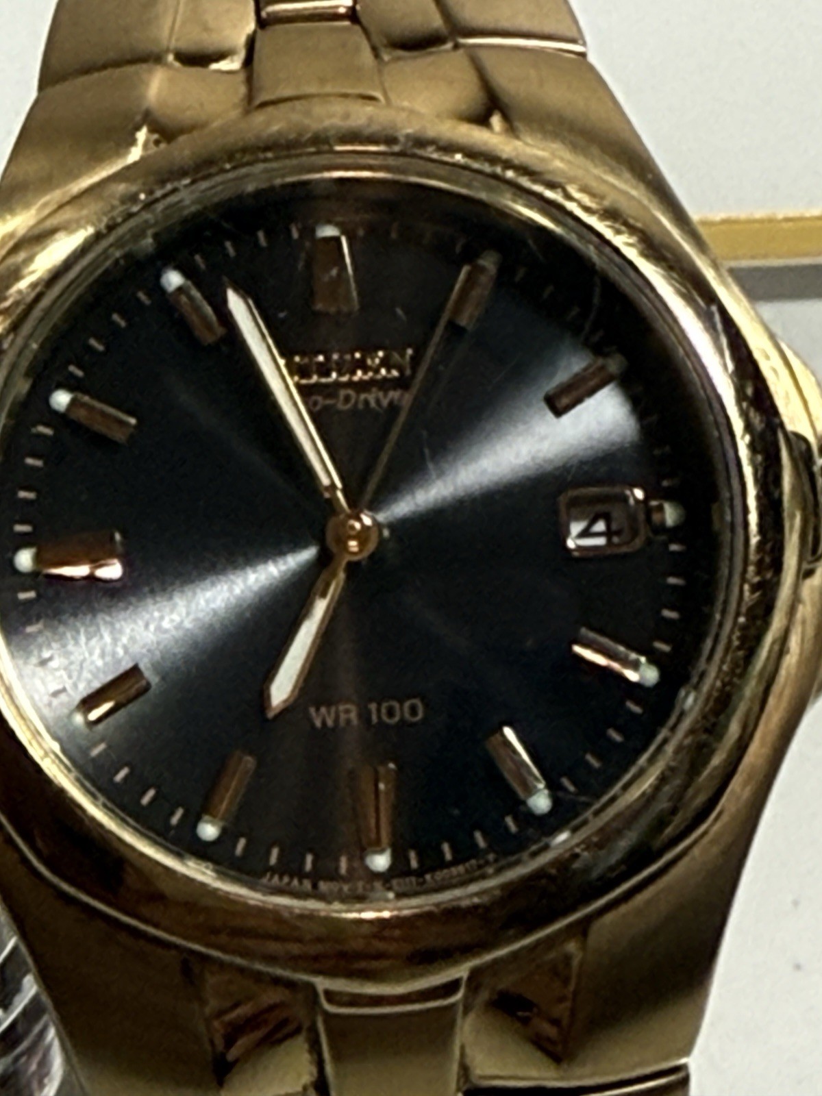 Small CITIZEN ECO DRIVE MEN’S STAINLESS STEEL WATER RESISTANT 100M BLACK DIAL