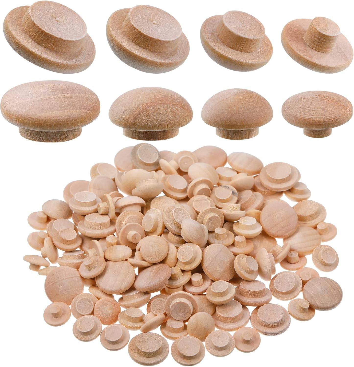 120 Pieces 4 Sizes Wood Plugs Wooden Hole Plugs Button Stoppers Hardwood Hole St