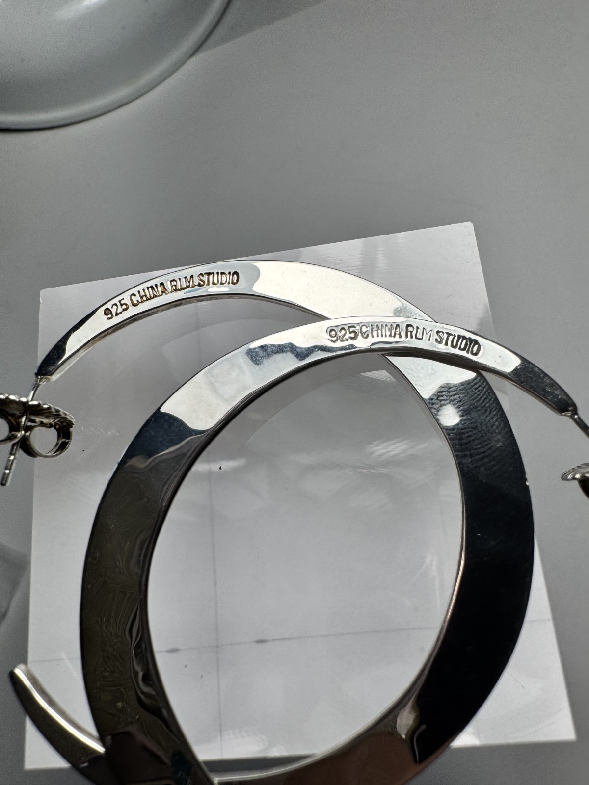 RLM Studio Sterling Silver 925 Hammered Crescent Hoop Earrings
