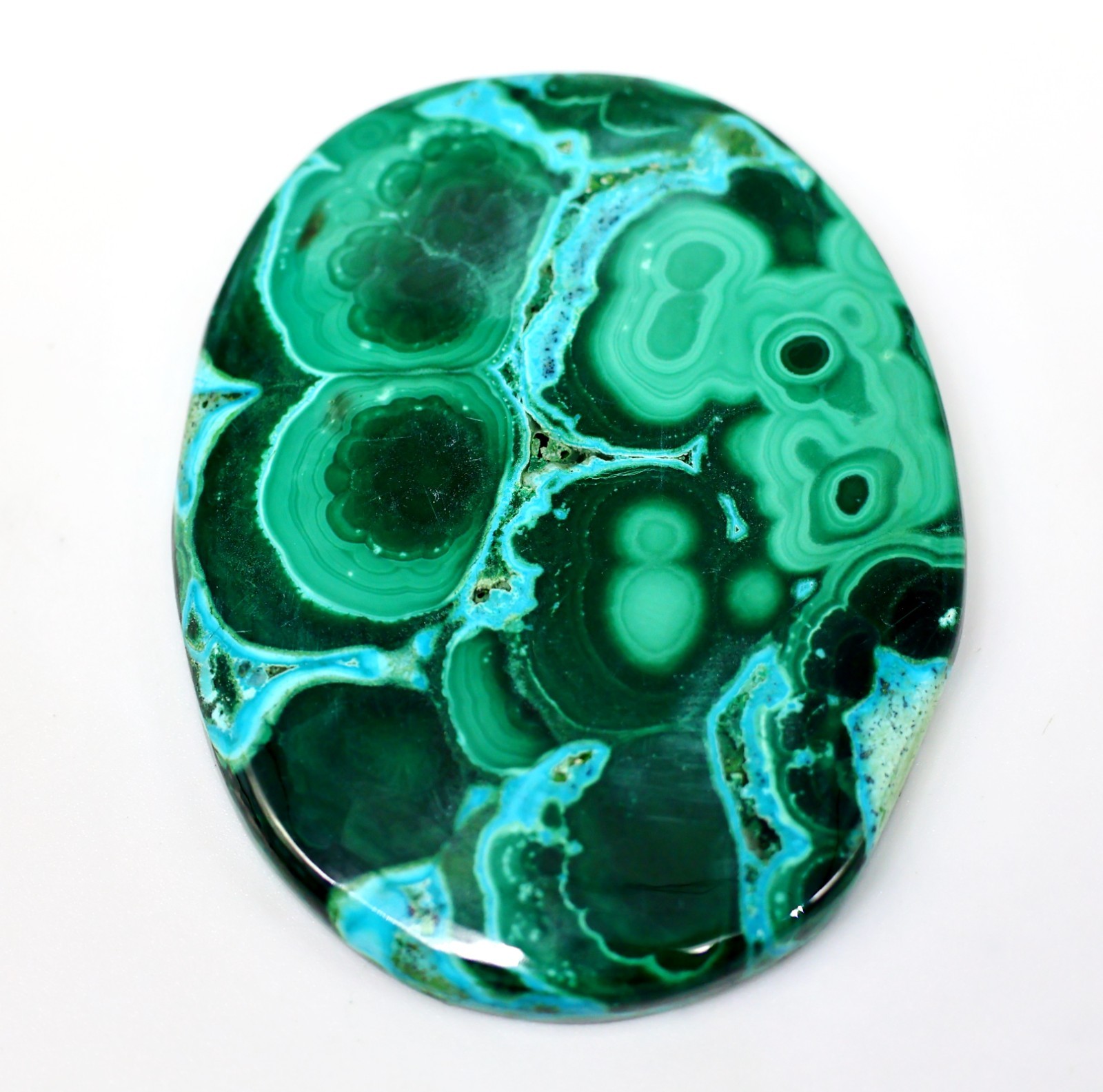 105 Ct 5X36X46 mm Top Natural chrysocolla Malachite Oval Cabochon Gemstone PF-29