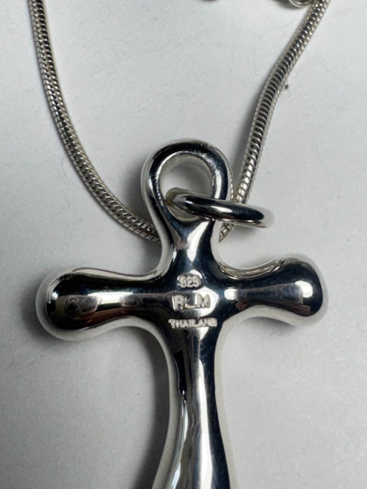 RLM Studio Sterling Silver 925 Puffy Cross Pendant Necklace