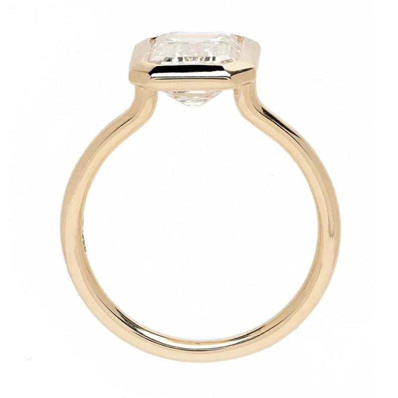 Emerald Cut Diamond Ring IGI Certified Lab Grown 3 Ct 14k Yellow Gold VVS E F