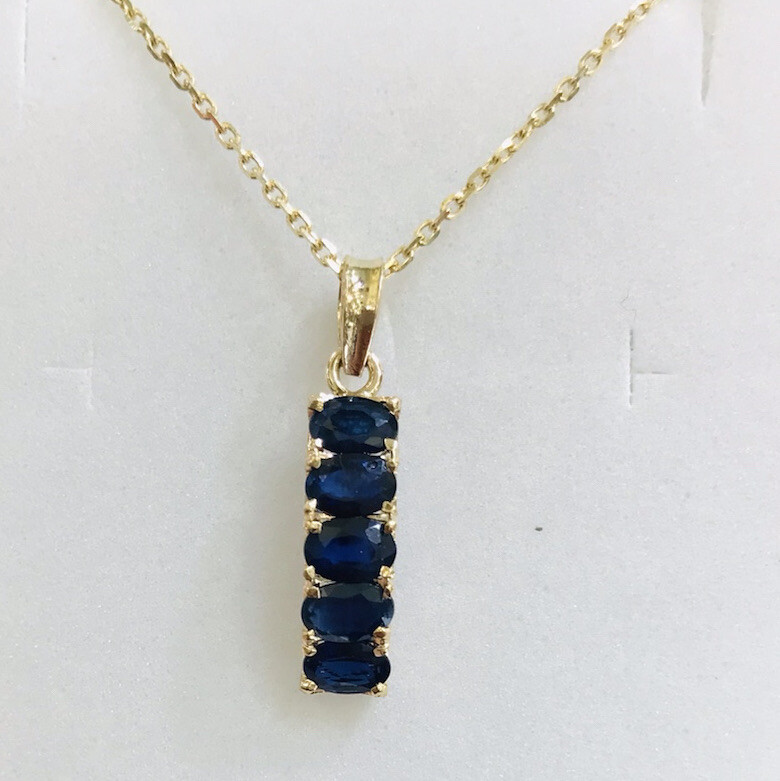 14K Solid Yellow Gold Cluster Flower Pendant With Natural Marquise Sapphire1.35G