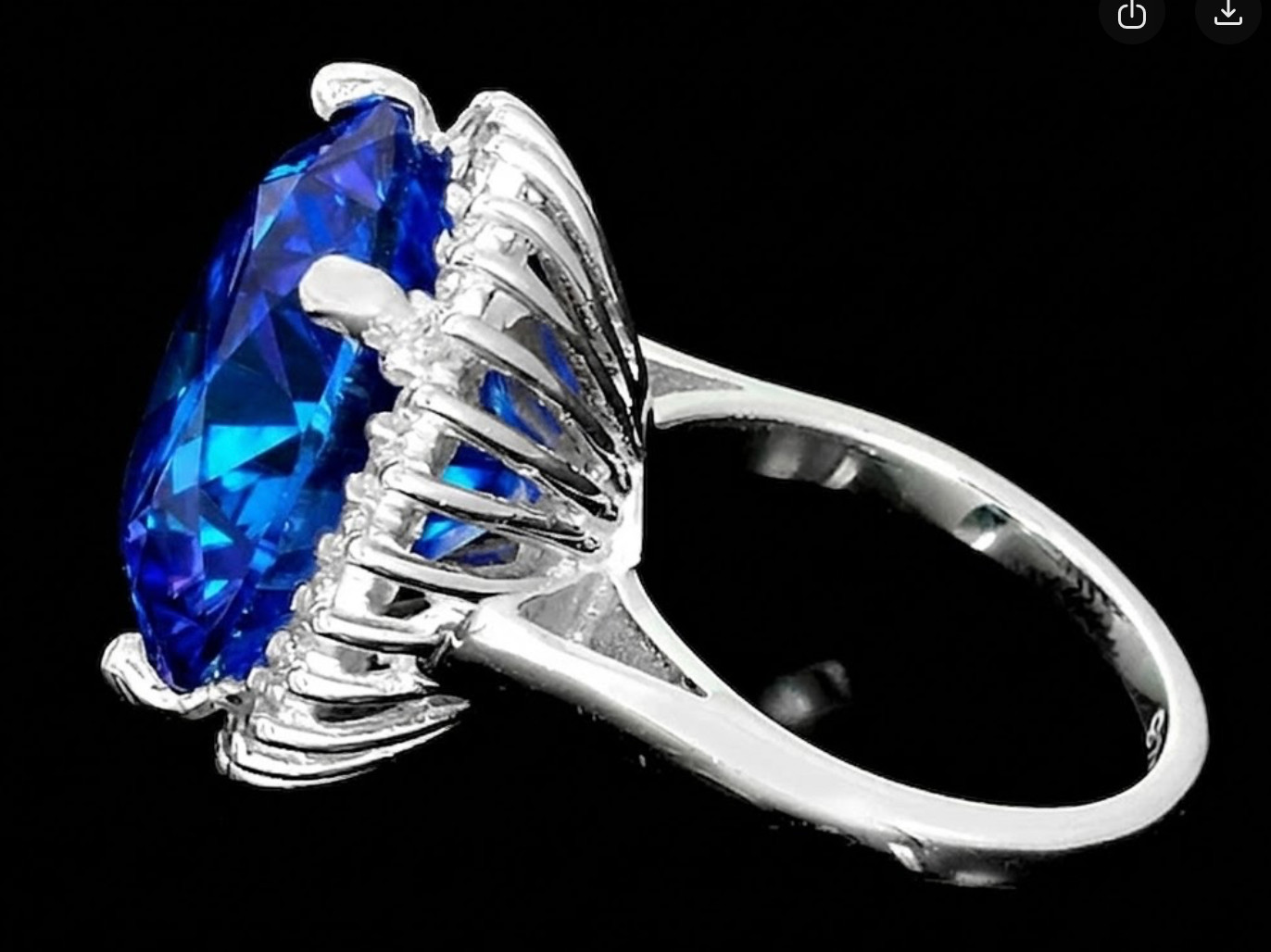 925 Silver, Gorgeous Azur Blue Diamond Solitaire Ring, 14 Ct Certified Treated