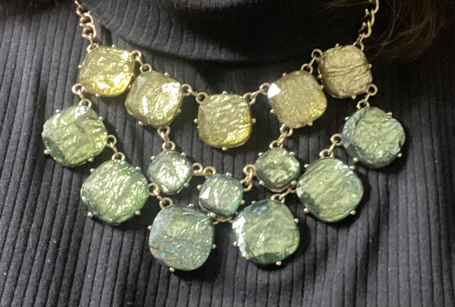 STUNNING VINTAGE FAUX LEMON QUARTZ & PALE CITRINE STATEMENT NECKLACE UNIQUE 19”