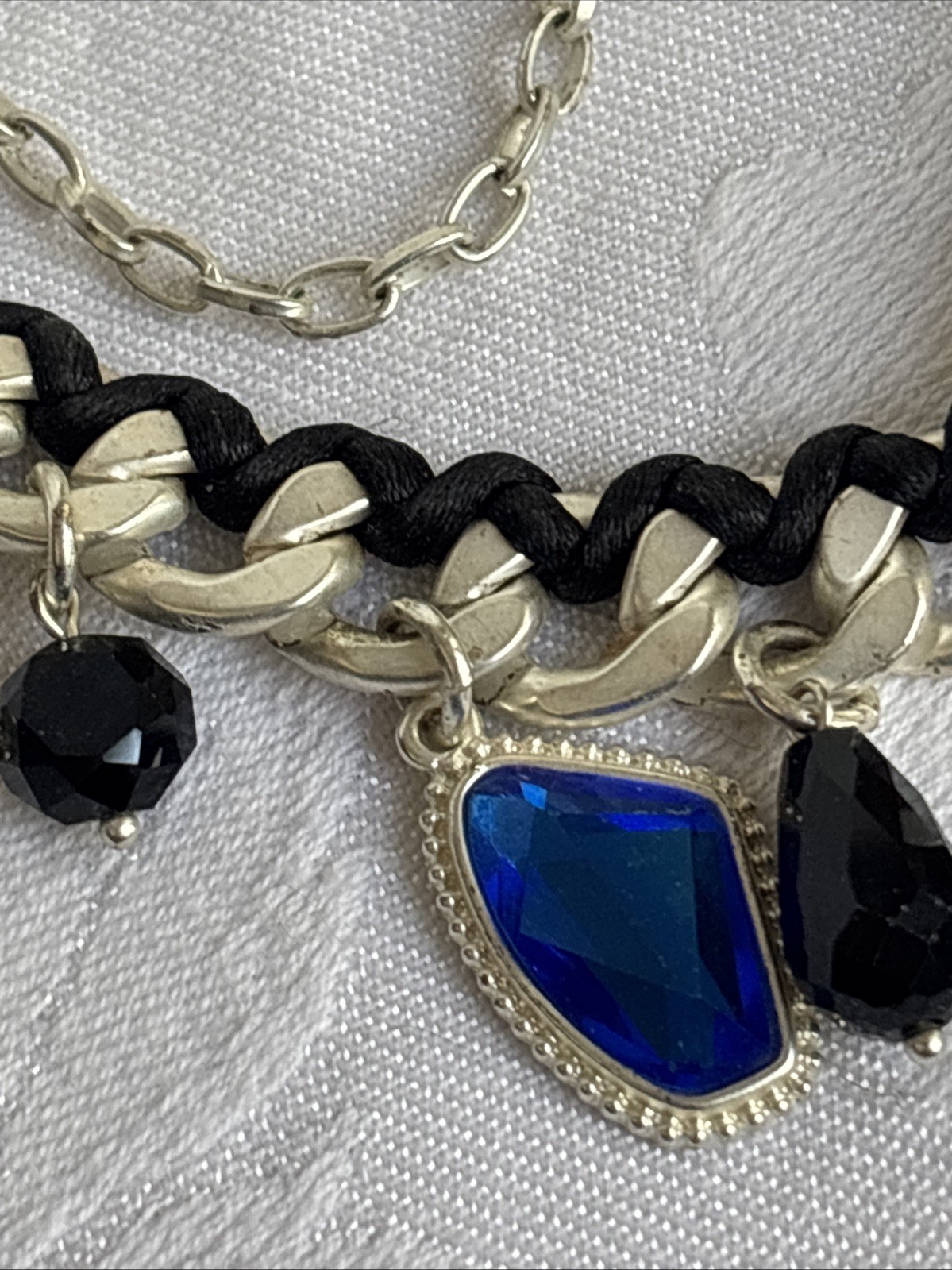 Park Lane Fascinated Necklace Satin Brushed Silver Tone Blue Black & Bns Earring