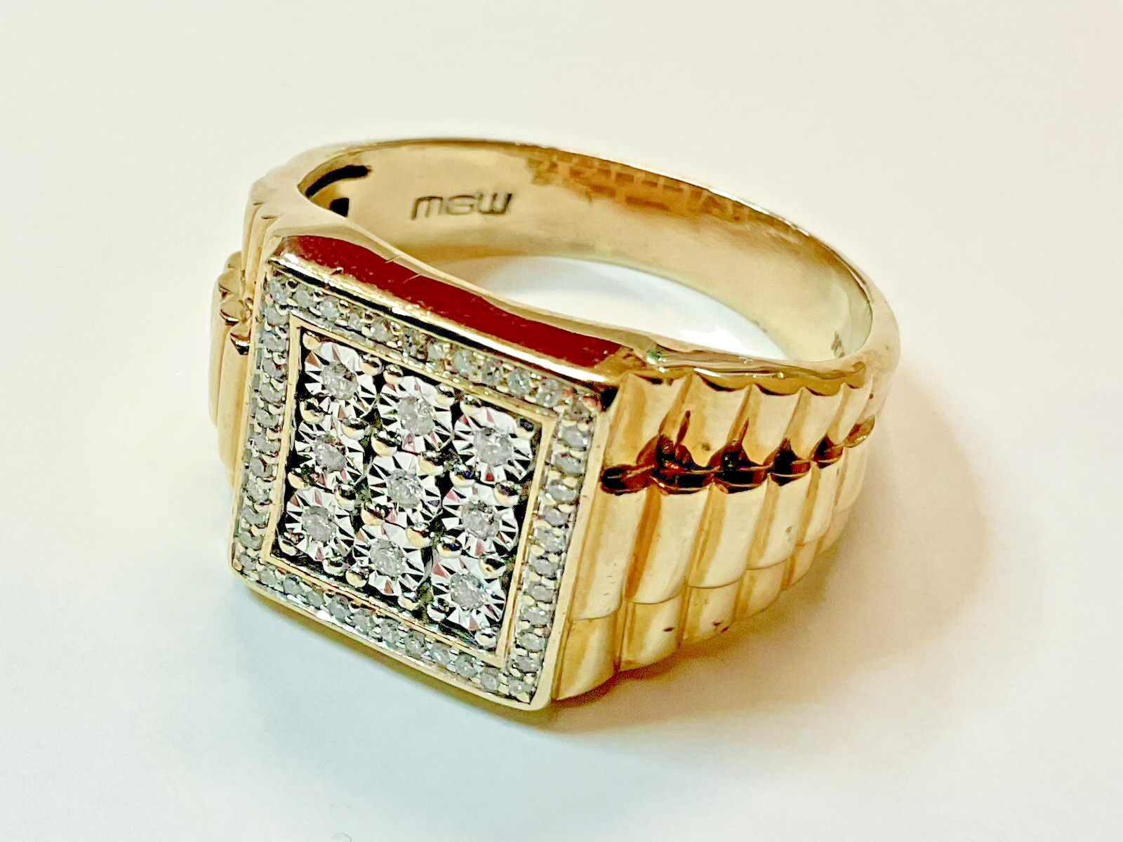 10 K Gold Men’s Ring Size 12 Diamond 8.6 Gr