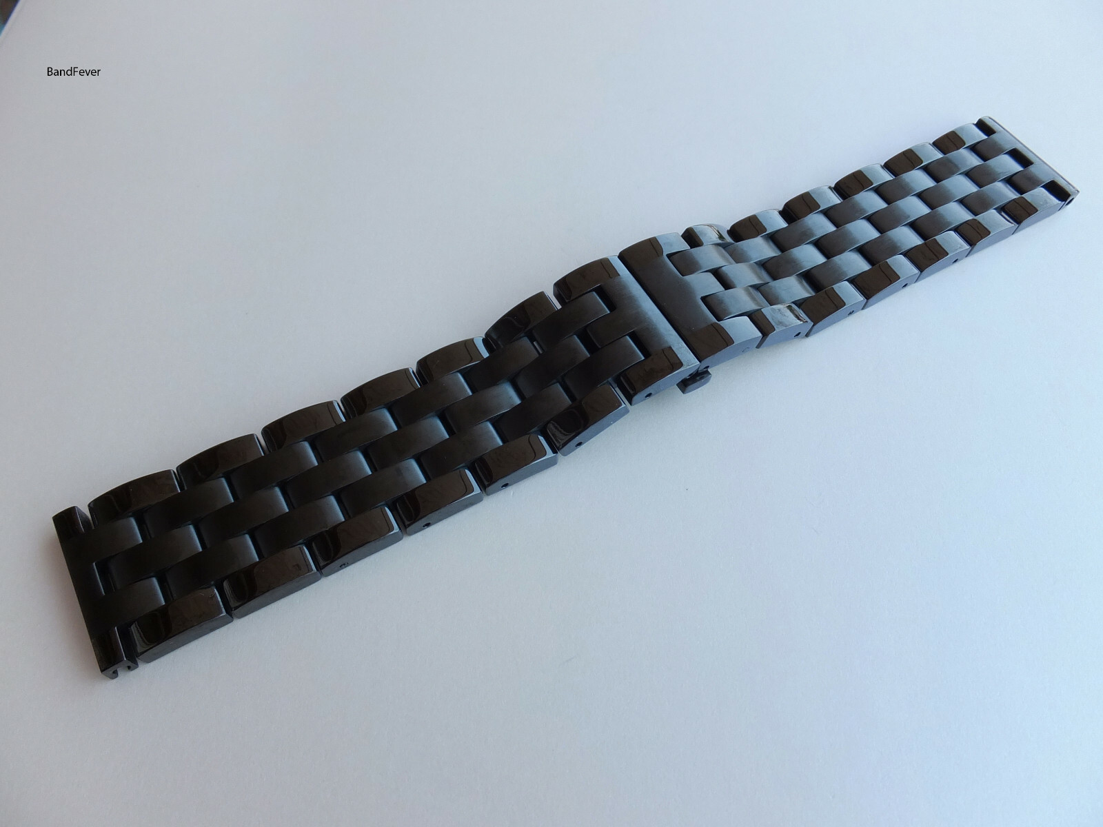 18mm Black SOLID Butterfly Clasp Buckle PVD Stainless Steel Watch Band Bracelet