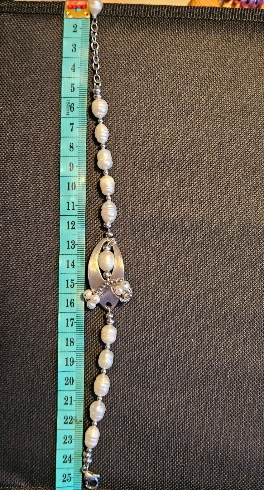 White Boho Style Freshwater Pearl Wire-Wrapped Bracelet, Adjustable