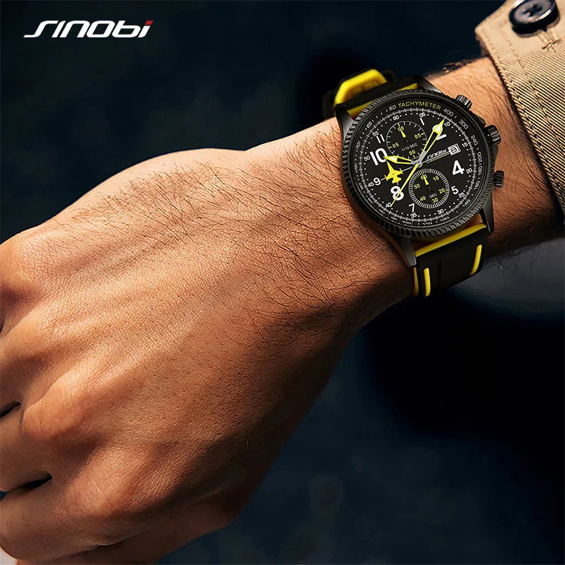 New SINOBI Creative Design Airplane Chronograph Men’s Watches Original Geneva