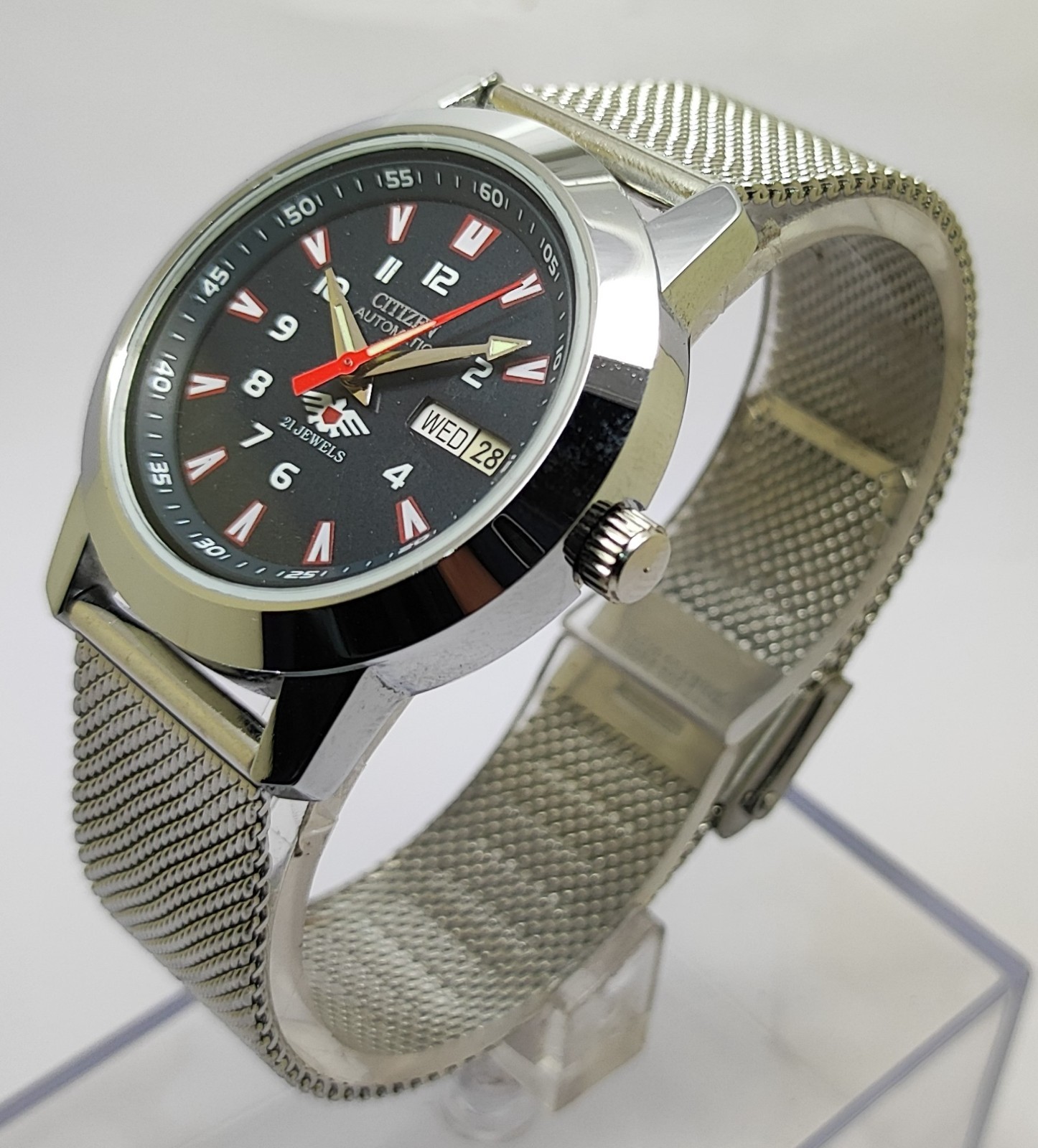 Refurbished Automatic Men’s Watch Day Date | Classic Vintage Style Steel Strap